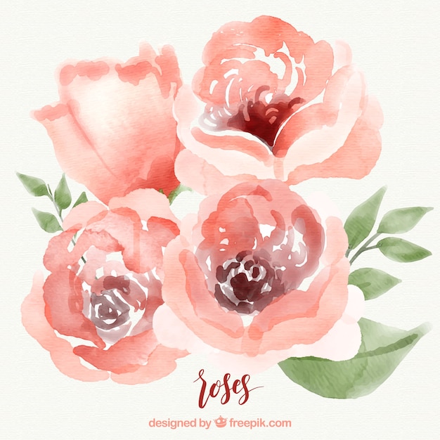 Belle Roses Aquarelles Rouges