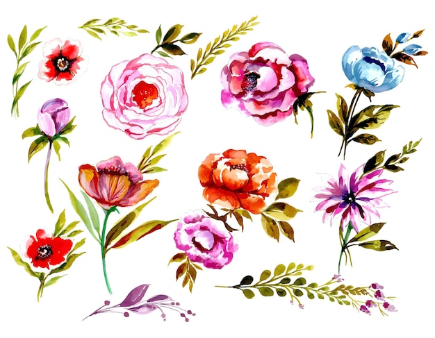 Vecteur gratuit belle scénographie florale aquarelle