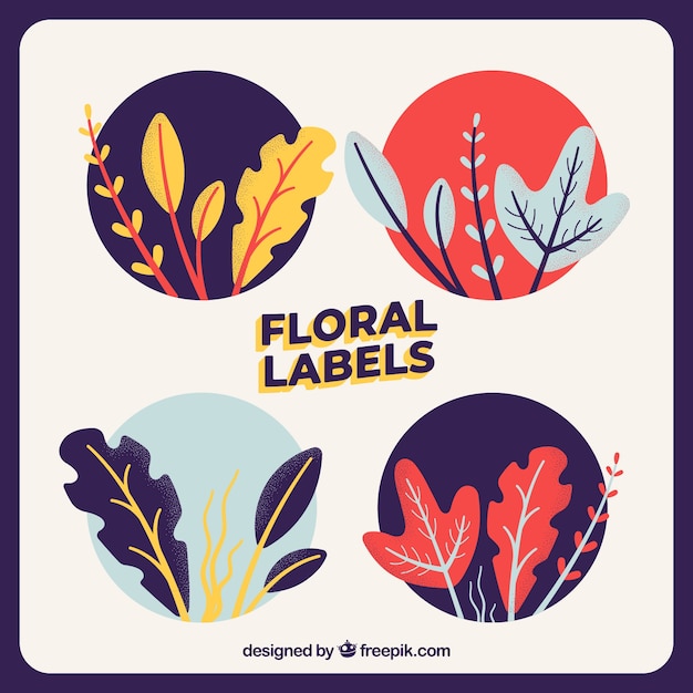 Vecteur gratuit belle série de badges floraux