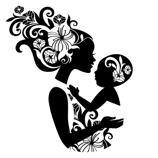Maman Et Bebe Nouveau Ne En Echarpe Famille Heureuse Jeune Femme Avec Bebe Au Printemps Nature Pre Avec Fleurs Et Plantes Illustration Plat Vecteur Premium