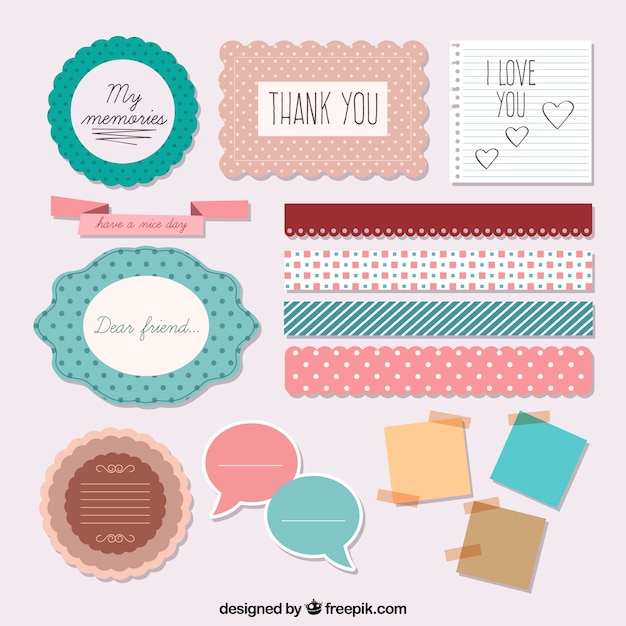 Vecteur gratuit belles accessoires de scrapbooking