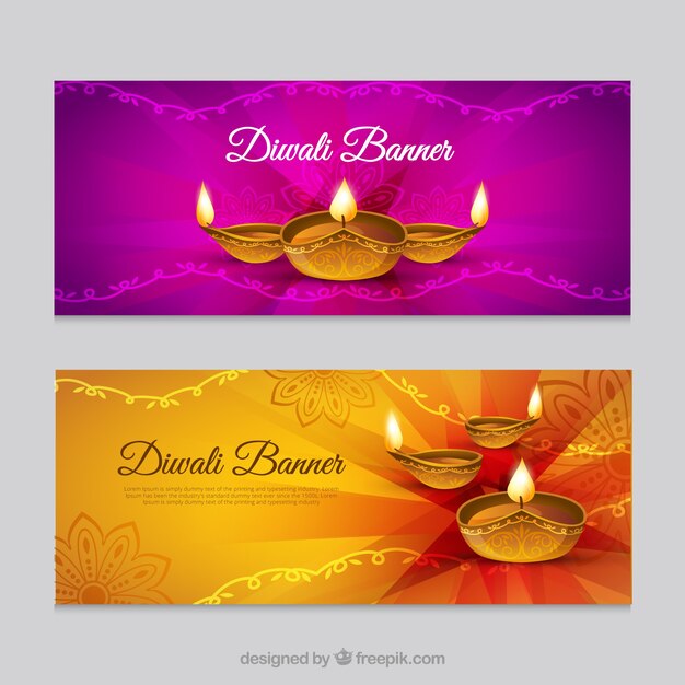Belles bannières de festival de Diwali