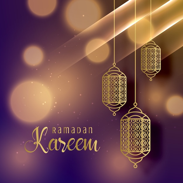 Vecteur gratuit belles lampes suspendues pour ramadan kareem saison arrière-plan