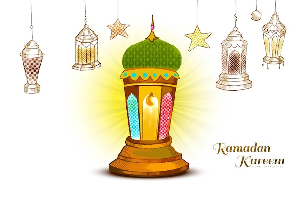 Vecteur gratuit belles lampes turques traditionnelles colorées fond de célébration du ramadan kareem