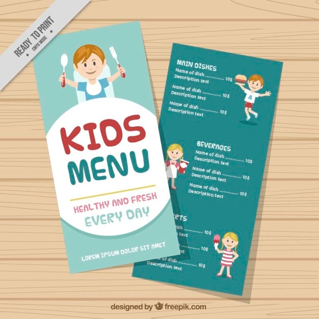 Vecteur gratuit belles menu enfant modèle