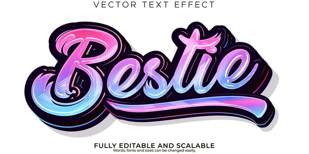 Bestie effet de texte élégant style de police de typographie de lettrage moderne modifiable