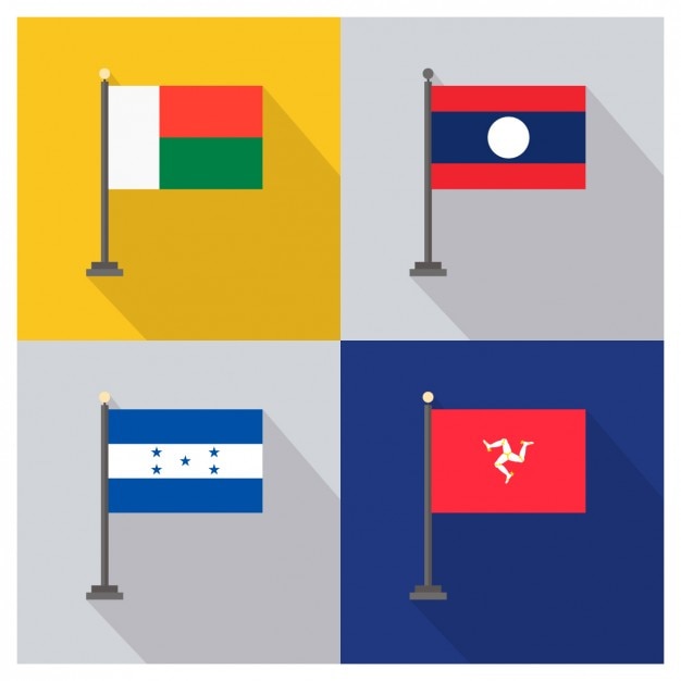 Vecteur gratuit biélorussie laos honduras et isle of man drapeaux