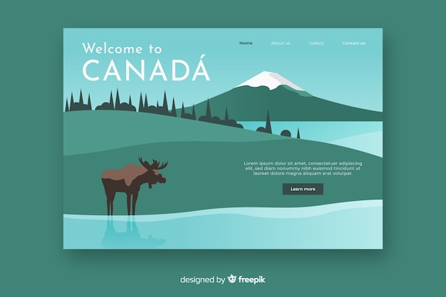 Vecteur gratuit bienvenue sur canada landing page