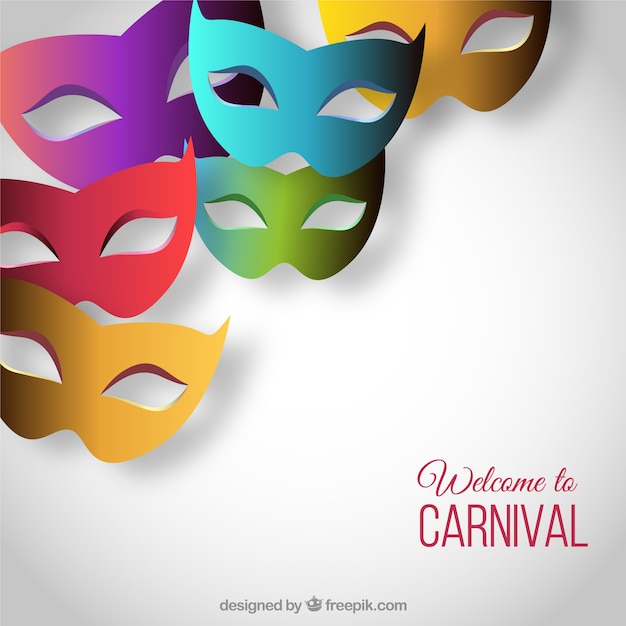 Vecteur gratuit bienvenue à carnaval avec des masques colorés