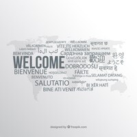 Vecteur gratuit bienvenue à la composition dans différentes langues