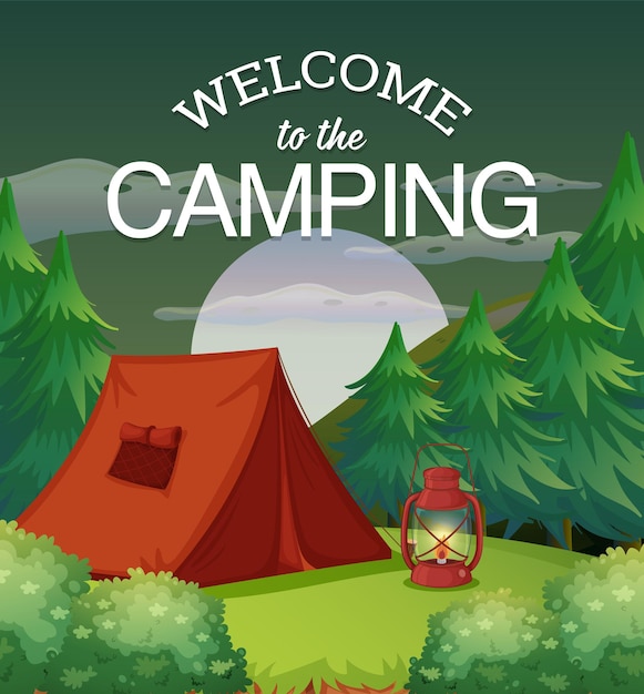 Vecteur gratuit bienvenue dans la conception d'affiches de camping