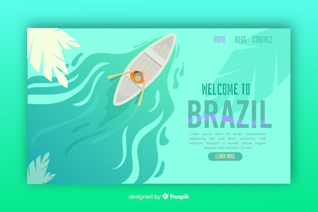 Vecteur gratuit bienvenue dans le modèle de page de destination du brésil