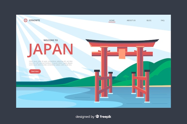 Vecteur gratuit bienvenue dans le modèle de page de destination du japon