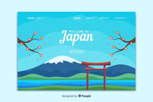 Vecteur gratuit bienvenue dans le modèle de page de destination du japon