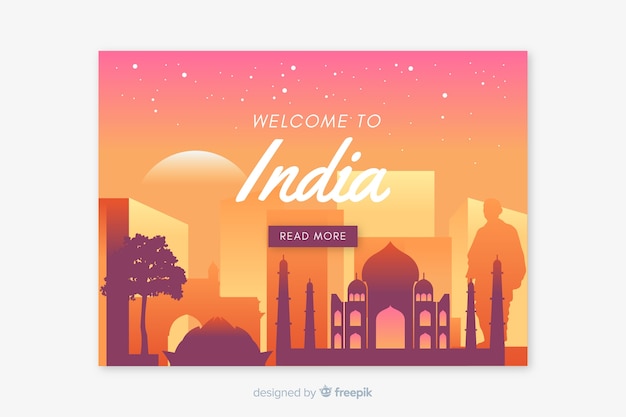 Vecteur gratuit bienvenue dans le modèle de page de destination inde