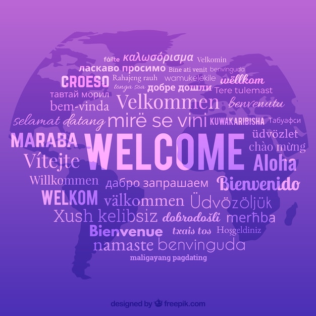 Bienvenue fond de composition avec différentes langues