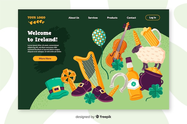 Bienvenue à L'ireland Landing Flat Design