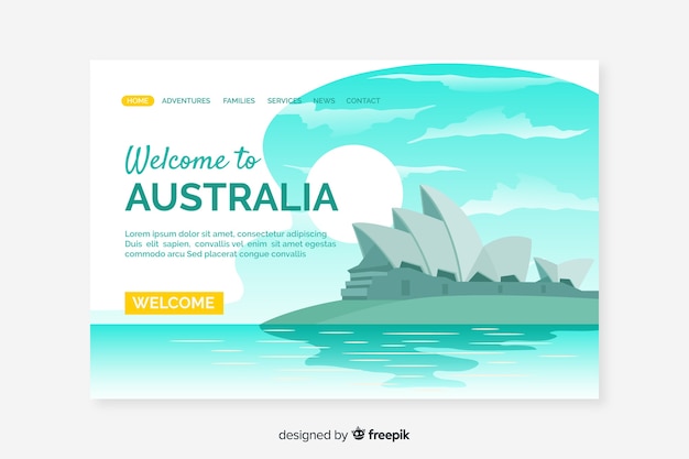 Vecteur gratuit bienvenue sur la page d'accueil australie