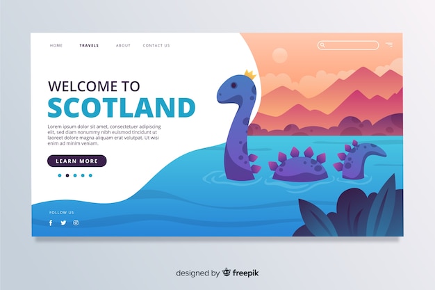 Vecteur gratuit bienvenue sur la page d'accueil de l'ecosse