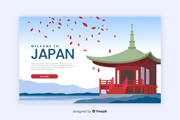 Vecteur gratuit bienvenue sur la page de destination du japon