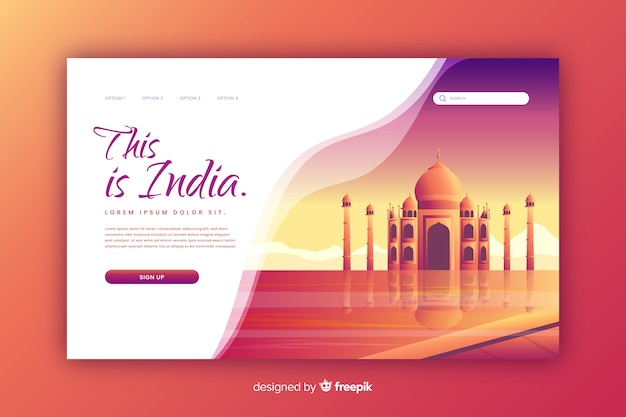 Vecteur gratuit bienvenue sur la page de destination en inde