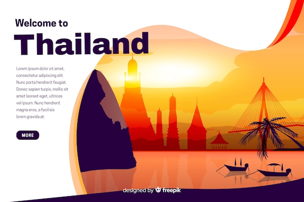 Bienvenue Sur La Page De Destination De La Thaïlande Avec Des Illustrations