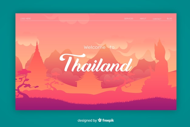 Vecteur gratuit bienvenue sur la page de destination de la thaïlande