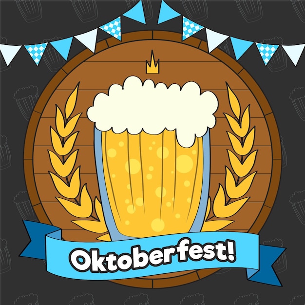 Vecteur gratuit bière oktoberfest dessinée à la main