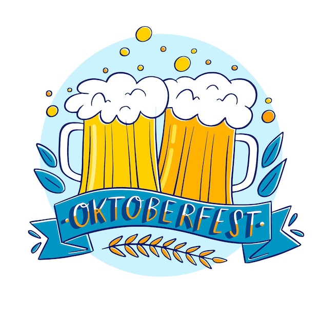 Vecteur gratuit bières oktoberfest dessinées à la main