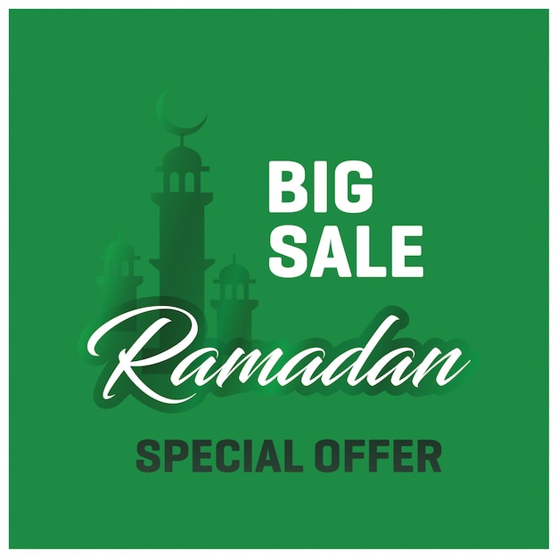 Big Sale Ramadan Kareem Offre Spéciale Fond Vert