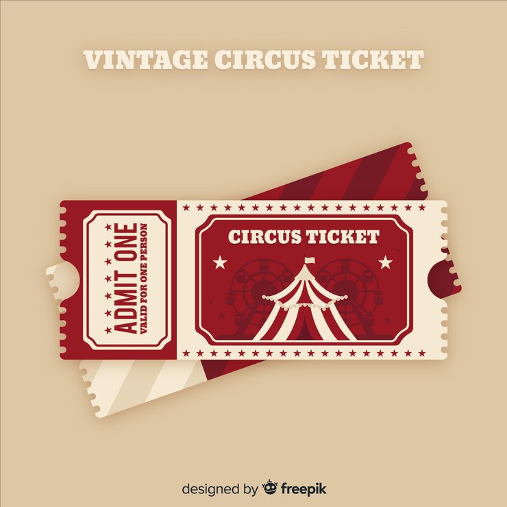 Vecteur gratuit billet de cirque vintage