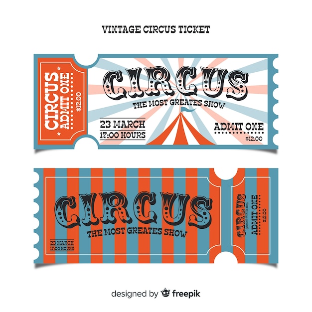 Vecteur gratuit billet de cirque vintage