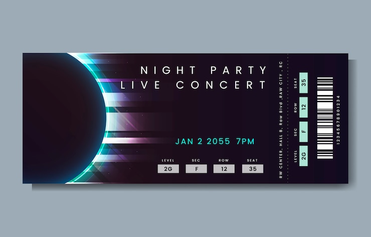 Vecteur gratuit billet de concert en direct