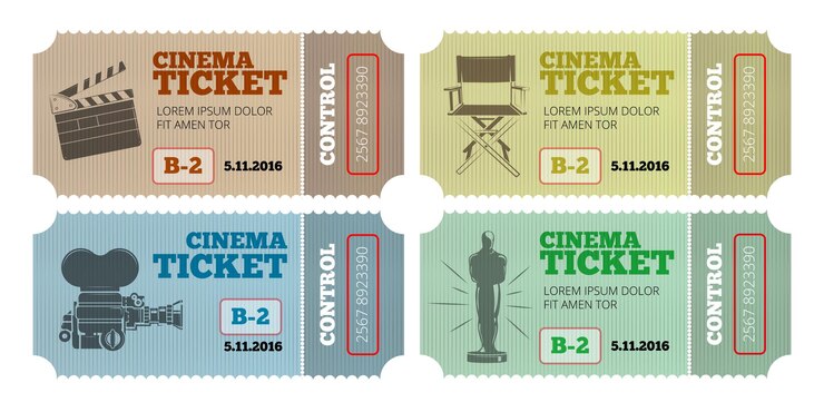 Vecteur gratuit billets de cinéma sur blanc