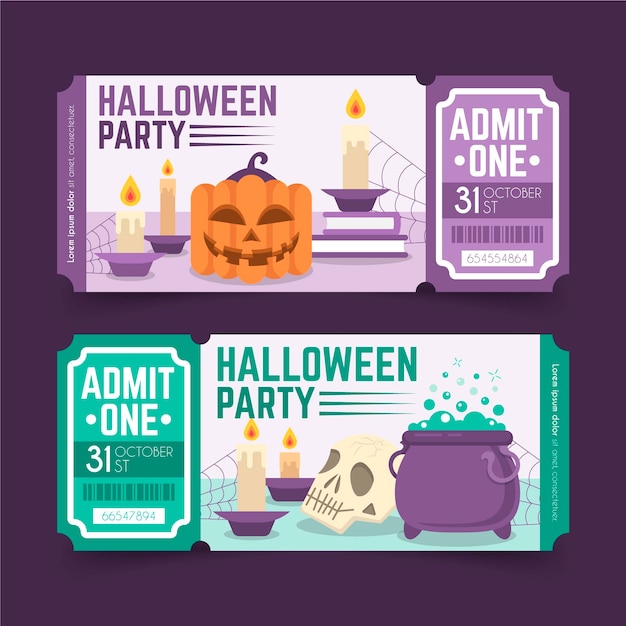 Billets D'halloween Au Design Plat