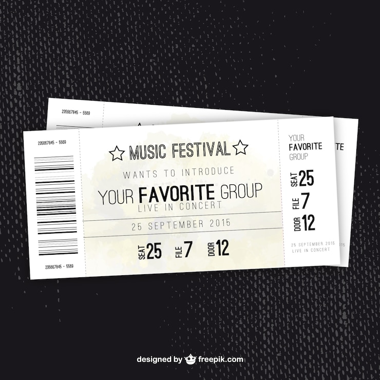 Vecteur gratuit billets pour le festival de musique