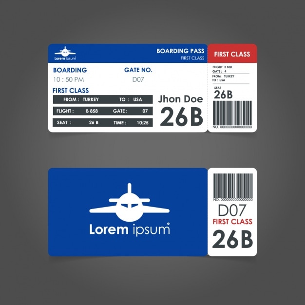 Vecteur gratuit les billets pour voyage de l'air