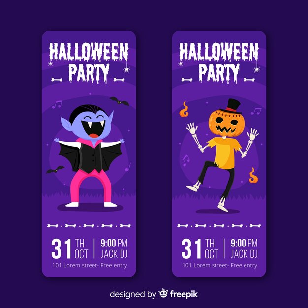 Billets Pourpres Halloween Dessinés à La Main