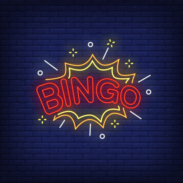 Vecteur gratuit bingo néon lettrage et explosion