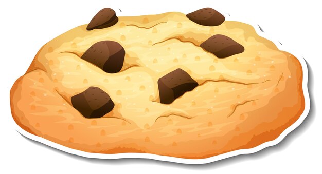 Biscuit aux pépites de chocolat isolé en style cartoon