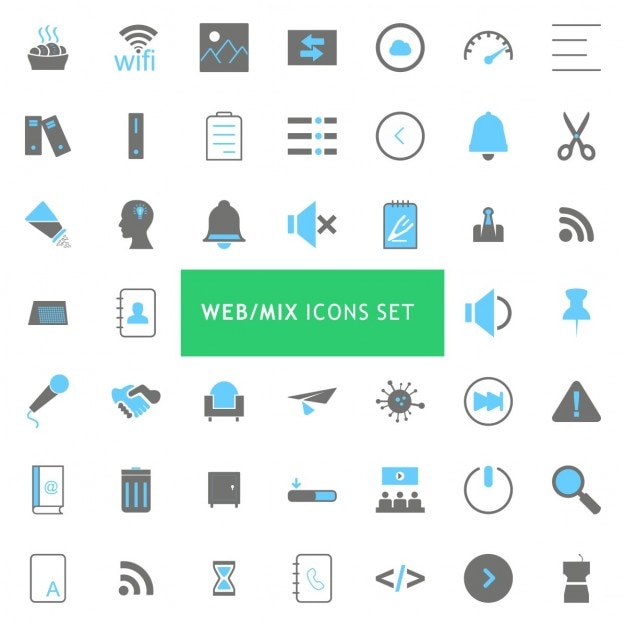 Vecteur gratuit black and blue mix icon set