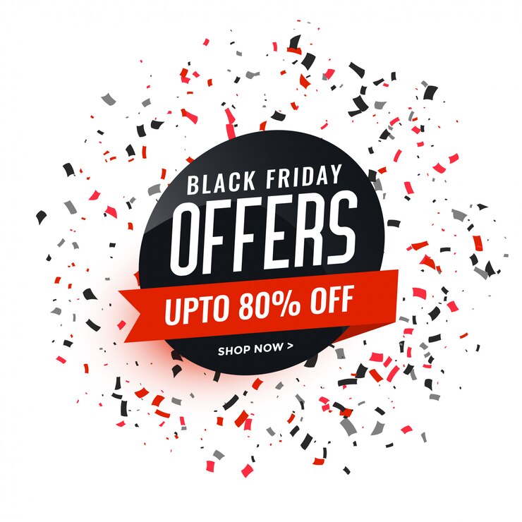 Vecteur gratuit black friday propose une bannière avec un motif de confettis