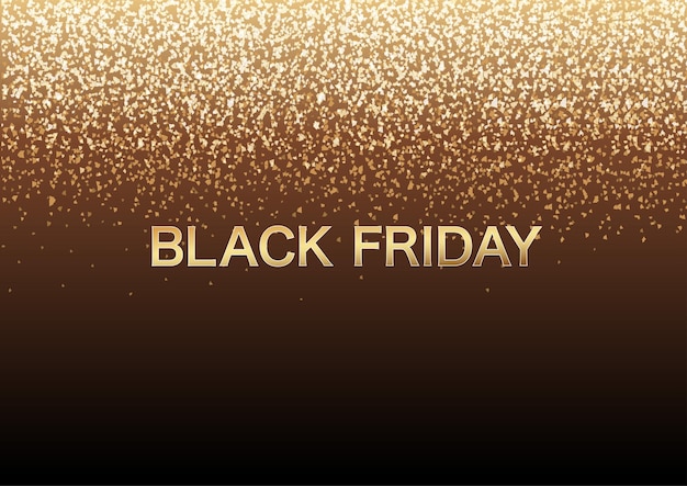 Black Friday Sale Vector illustration de fond horizontal avec de la poudre d'or scintillante