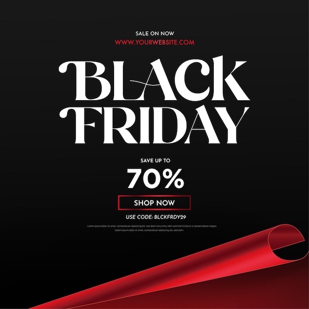 Black Friday Super vente Banner Background avec style Papercut 3d rouge