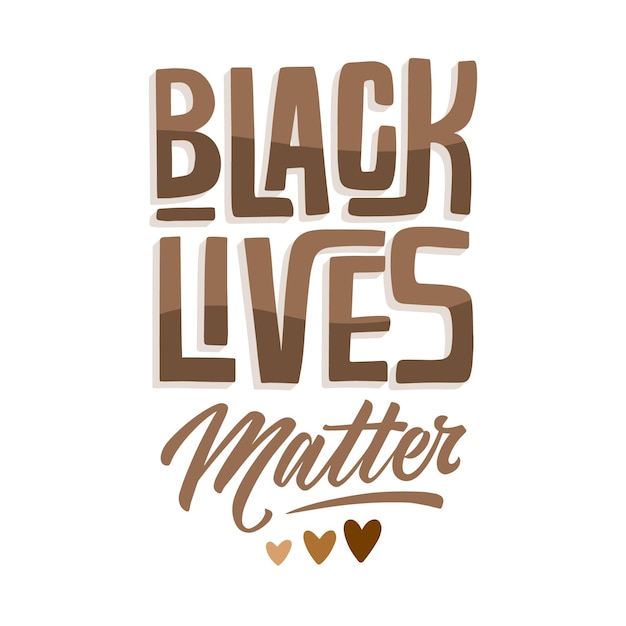 Black lives matter lettrage avec coeurs