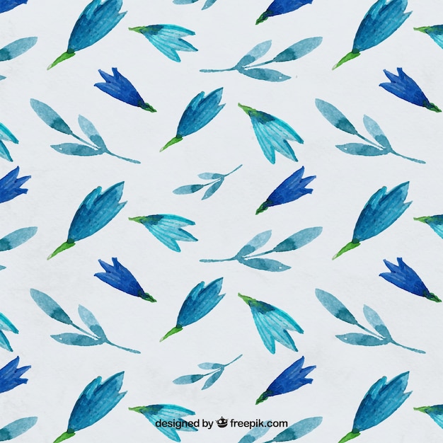 Bleu Aquarelle Motif Floral