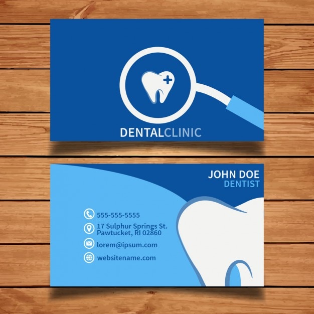 Vecteur gratuit bleu carte de visite dentaire