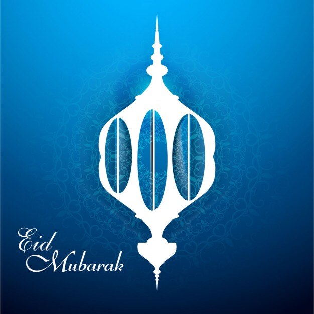 Vecteur gratuit bleu eid mubarak fond