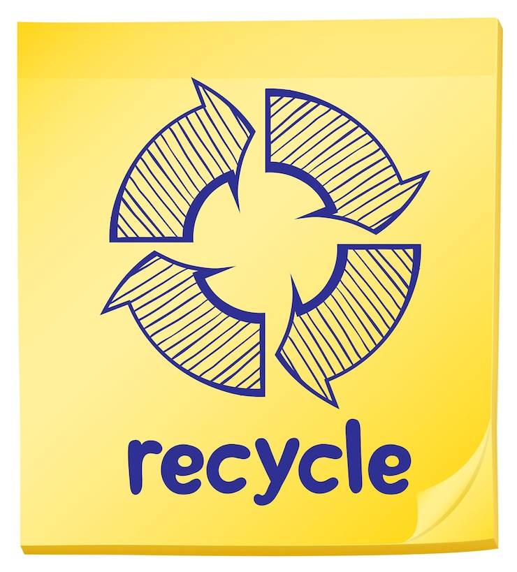 Vecteur gratuit un bloc-notes avec une étiquette de recyclage