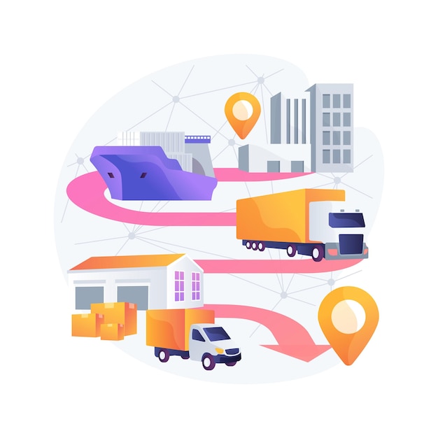 Blockchain en illustration de concept abstrait de technologie de transport